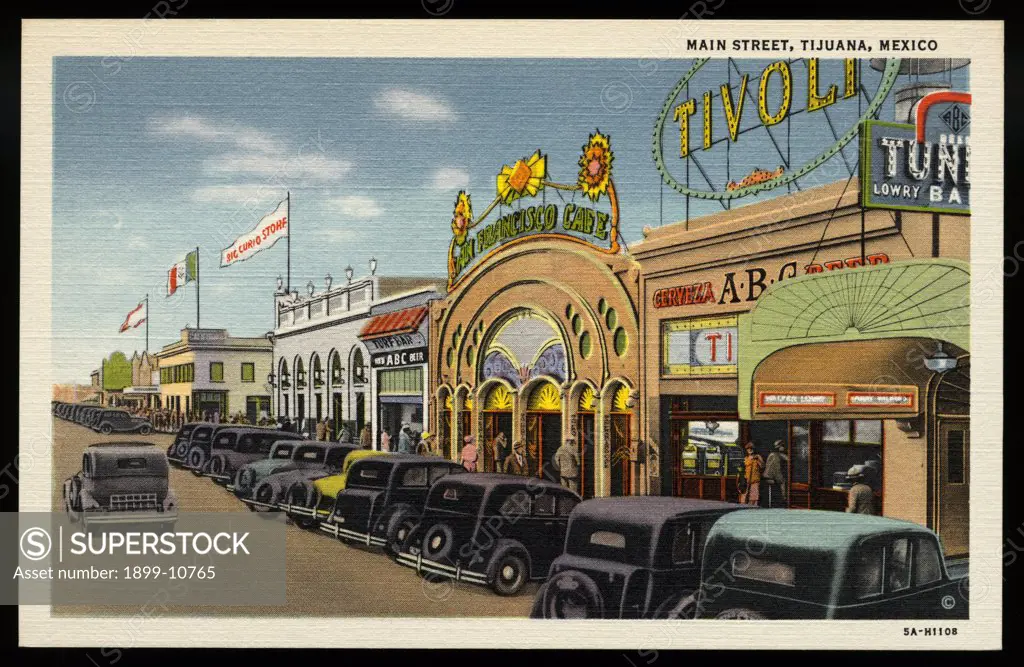 Main Street of Tijuana. ca. 1935, Tijuana, Mexico, MAIN STREET, TIJUANA, MEXICO 