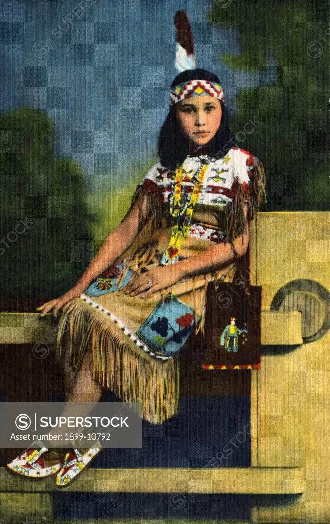 Sioux Indian Girl. ca. 1945, USA, PRINCESS TWO-STAR EAGLE, SIOUX INDIAN GIRL-AGE 11 From the Northwest 