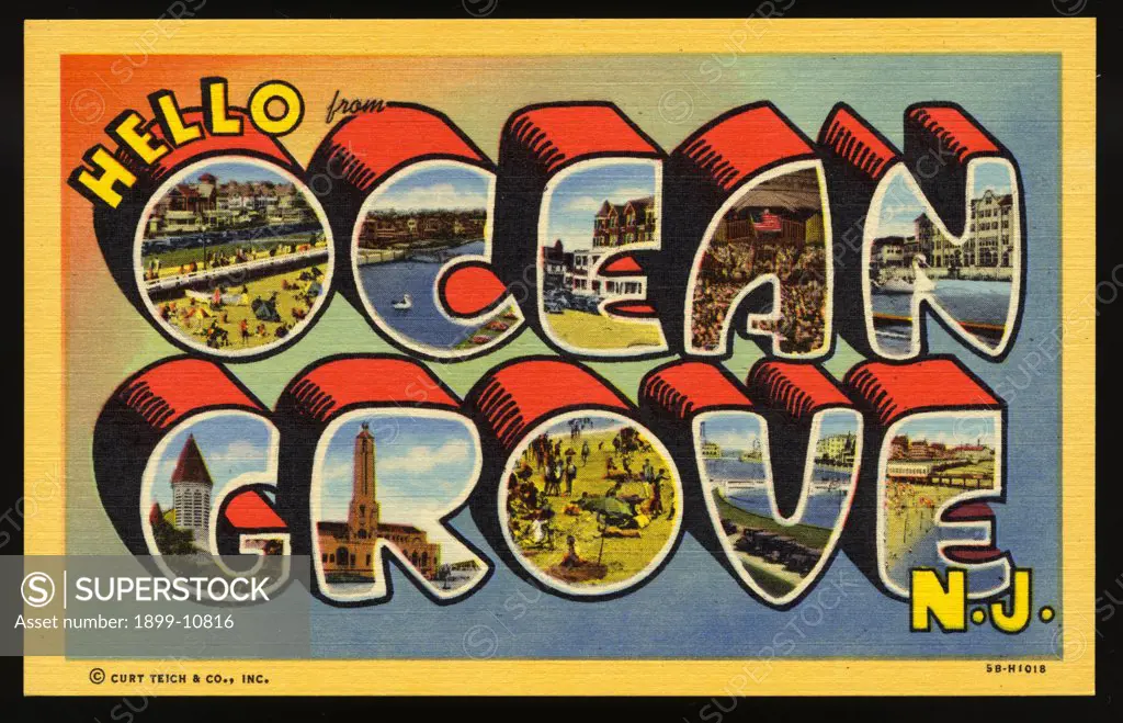 Greeting Card from Ocean Grove, New Jersey. ca. 1945, Ocean Grove, New Jersey, USA, Greeting Card from Ocean Grove, New Jersey 