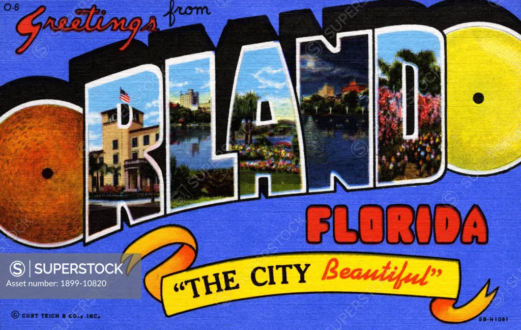 Greeting Card from Orlando, Florida. ca. 1945, Orlando, Florida, USA, Greeting Card from Orlando, Florida 