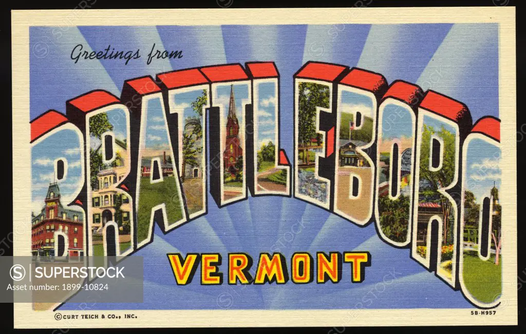 Greeting Card from Brattleboro, Vermont. ca. 1945, Brattleboro, Vermont, USA, Greeting Card from Brattleboro, Vermont 