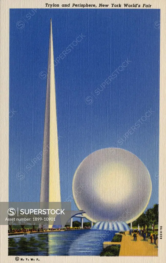 Trylon and Perisphere, New York World's Fair Postcard. ca. 1939, Trylon and Perisphere, New York World's Fair Postcard 