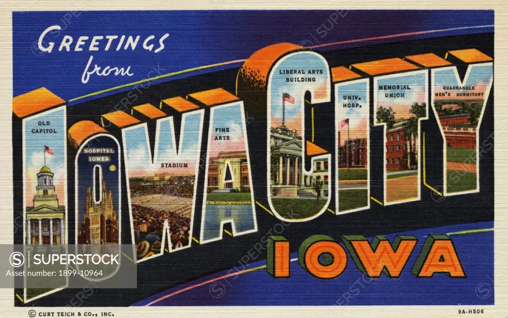 Greeting Card from Iowa City, Iowa. ca. 1939, Iowa City, Iowa, USA, Greeting Card from Iowa City, Iowa 