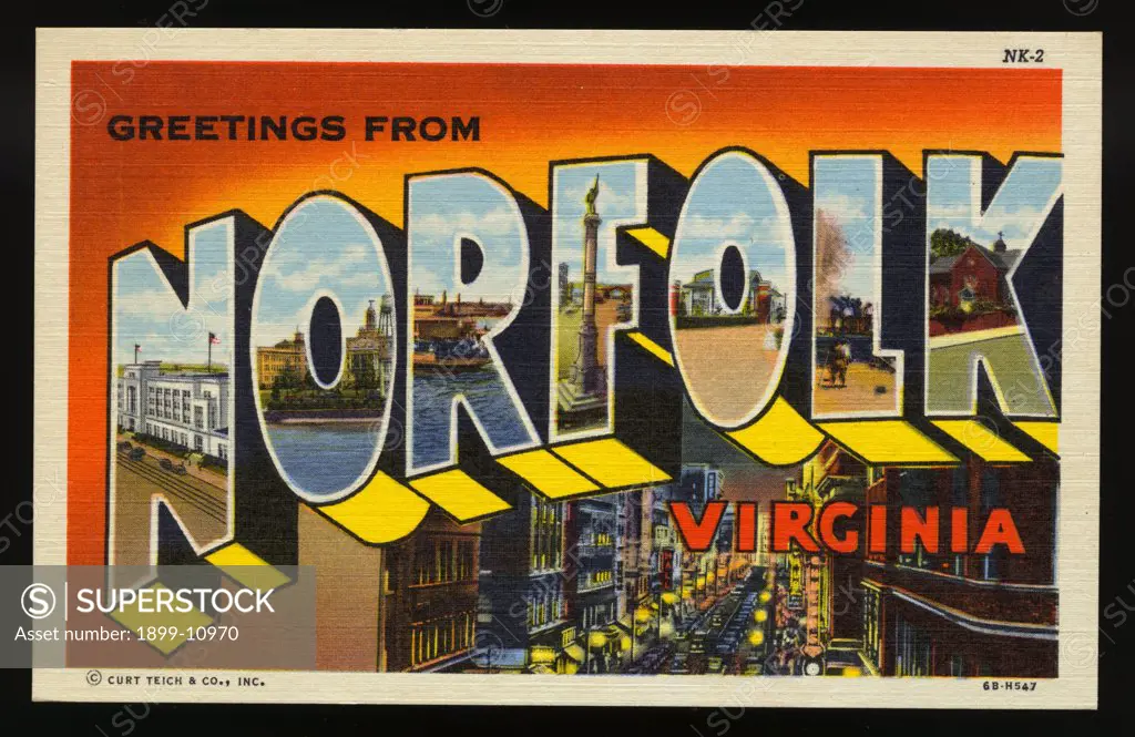 Greeting Card from Norfolk, Virginia. ca. 1946, Norfolk, Virginia, USA, Greeting Card from Norfolk, Virginia 