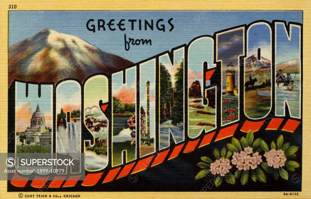 Greeting Card from Washington State. ca. 1938, Washington, USA, Greeting Card from Washington State 