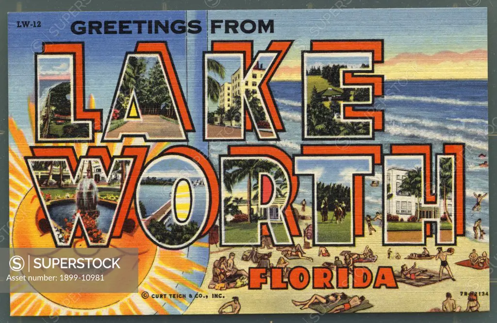 Greeting Card from Lake Worth, Florida. ca. 1947, Lake Worth, Florida, USA, Greeting Card from Lake Worth, Florida 