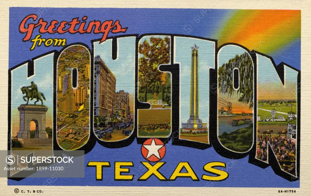 Greetings from Houston, Texas Postcard. ca. 1940, Greetings from Houston, Texas Postcard 