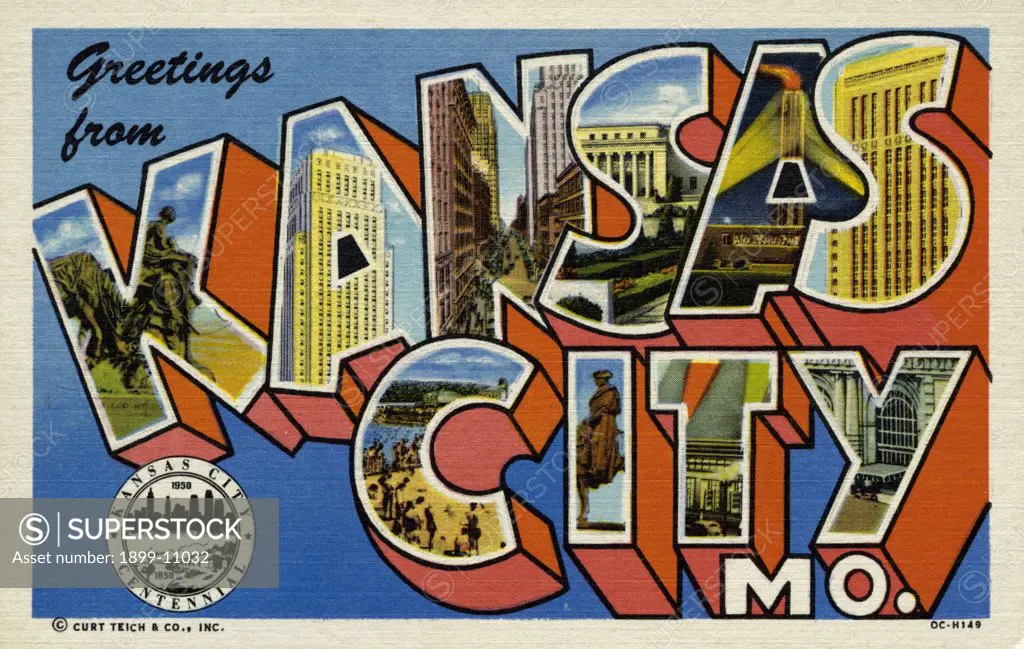 Greeting Card from Kansas City, Missouri. ca. 1950, Kansas City, Missouri, USA, Greeting Card from Kansas City, Missouri 