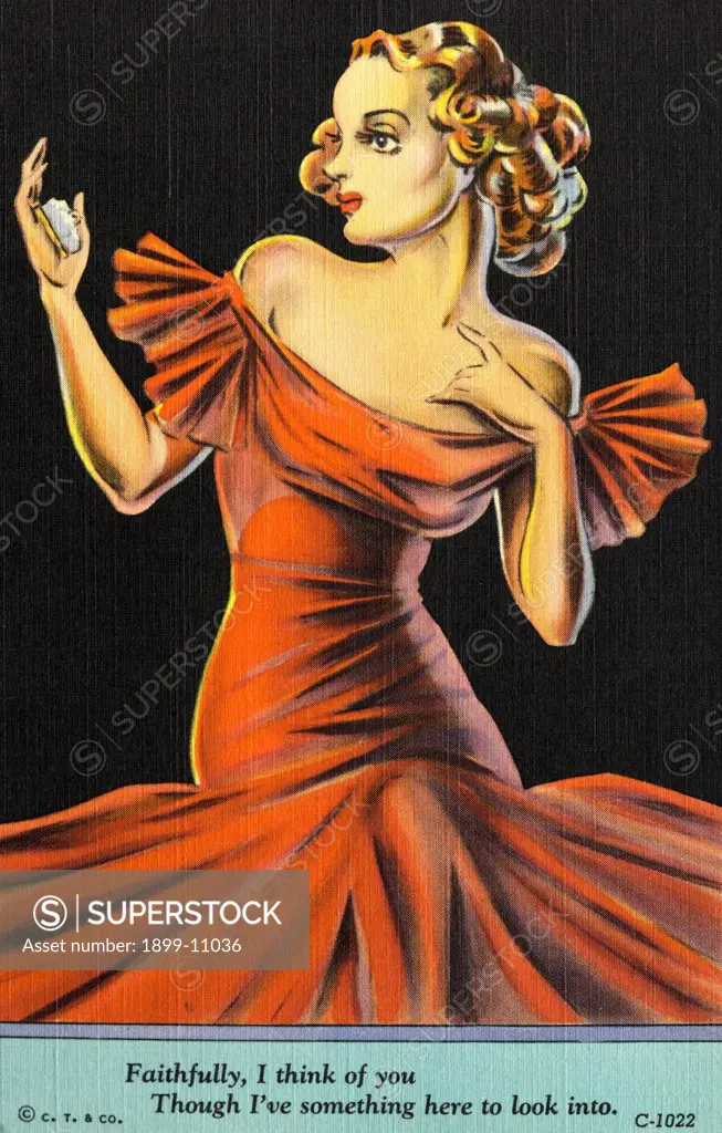 Woman in Red Dress. ca. 1938, Woman in Red Dress 