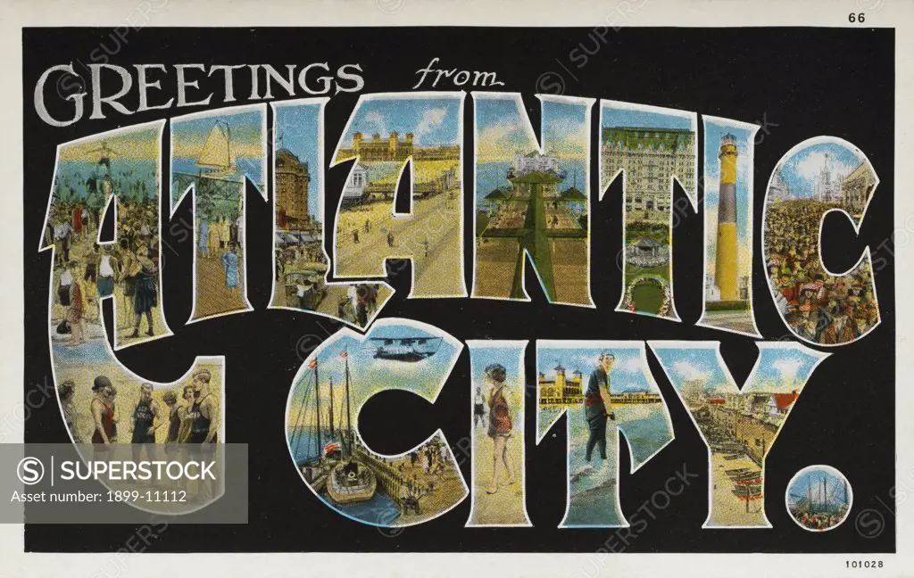 Greeting Card from Atlantic city. ca. 1924, Atlantic City, New Jersey, USA, Greeting Card from Atlantic city 