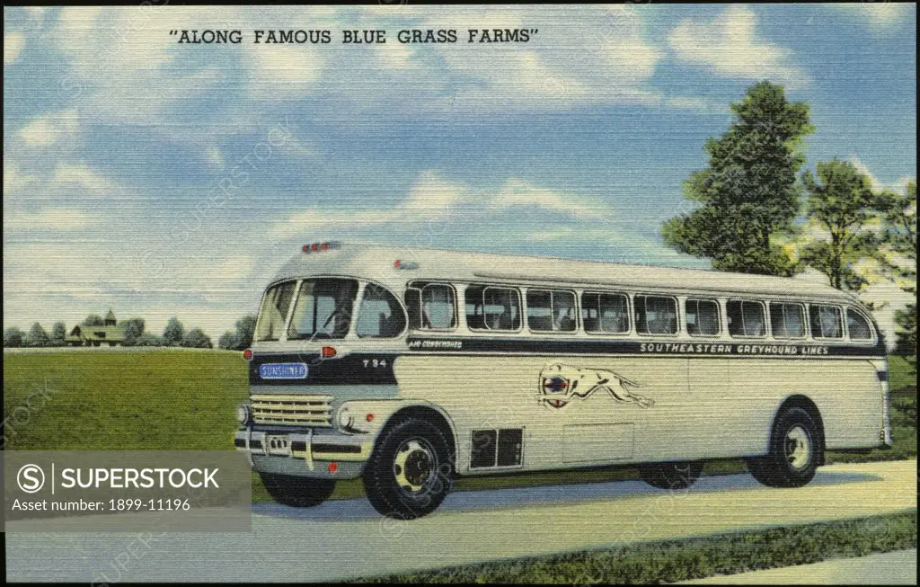 Greyhound Bus. ca. 1948, EN ROUTE THROUGH HISTORIC DIXIE BY GREYHOUND LIMITED 