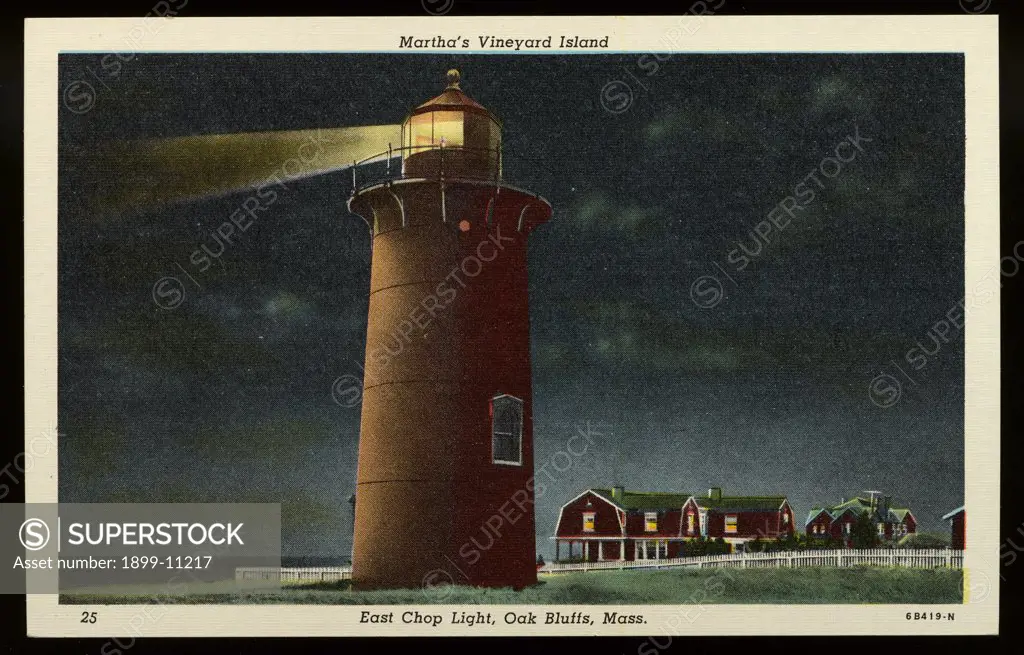 East Chop Lighthouse. ca. 1936, Oak Bluffs, Martha's Vineyard, Massachusetts, USA, Martha's Vineyard Island. East Chop Light, Oak Bluffs, Mass. 