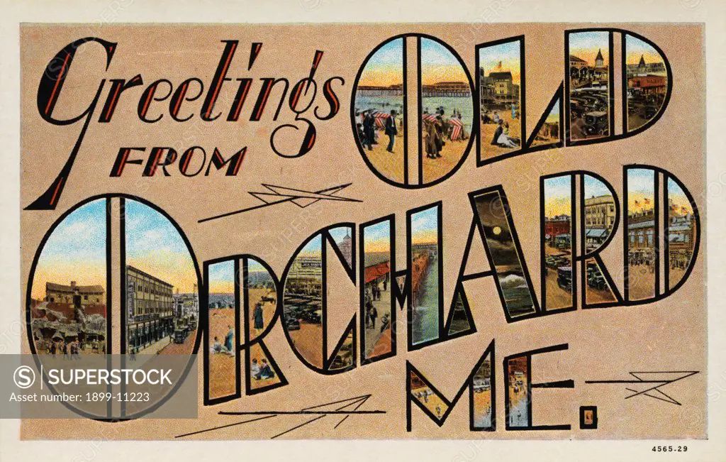 Greeting Card from Maine. ca. 1929, Old Orchard, Maine, USA, Greeting Card from Maine 