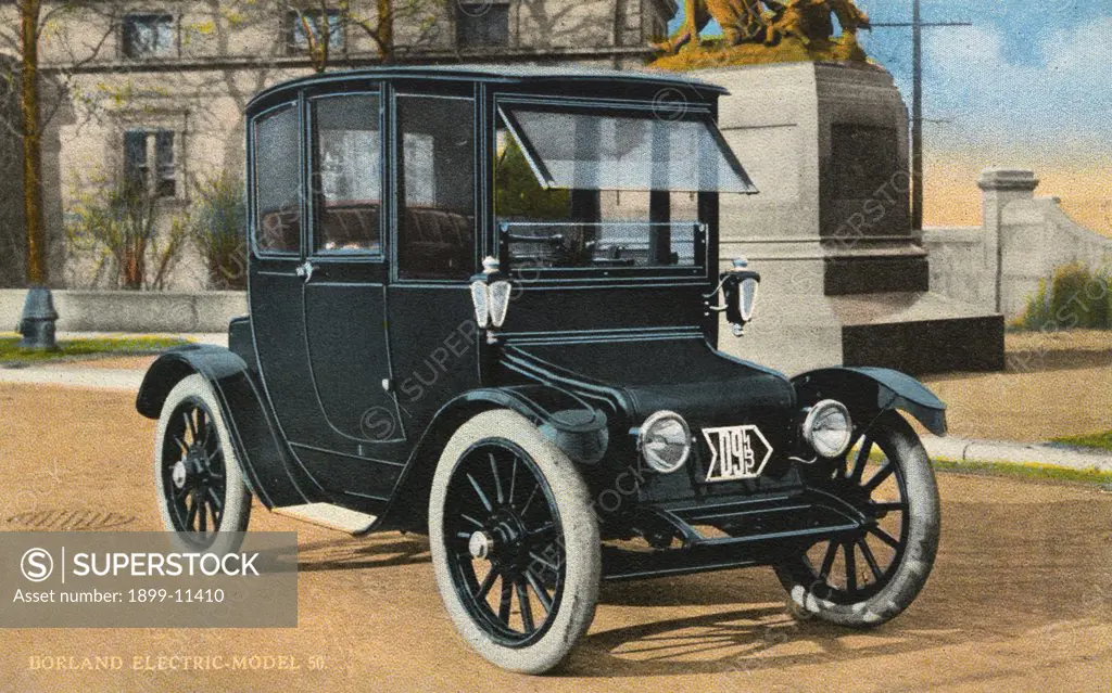 Postcard of Early Electric Automobile. ca. 1914, BORLAND ELECTRIC-MODEL 50. 