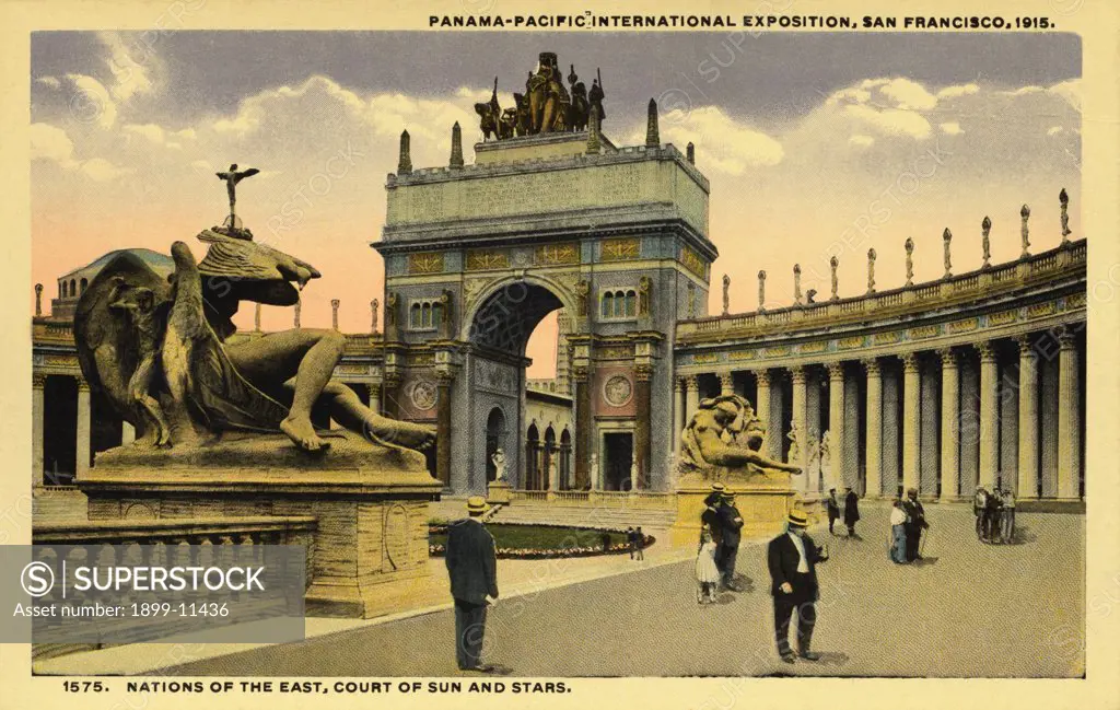 Postcard of the Court of the Sun and Stars. ca. 1915, The Court of the Sun and Stars in the Nations of the East pavilion at the Panama-Pacific International Exposition, San Francisco, 1915. 