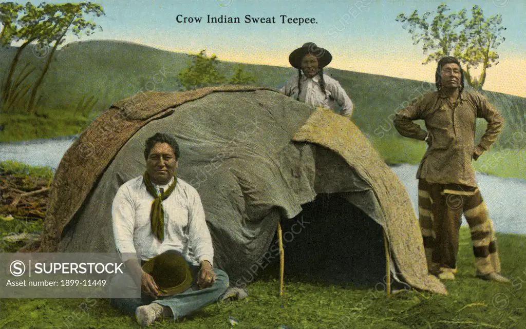 Postcard of Crow Indian Sweat Teepee. ca. 1913, Crow Indian Sweat Teepee. 