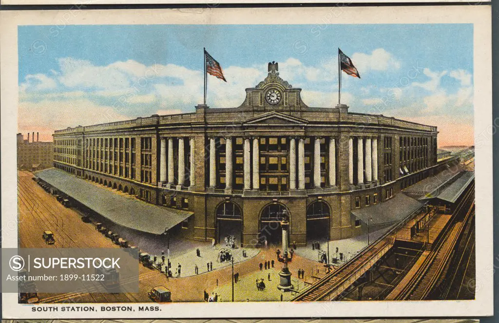 Postcard of South Station in Boston. ca. 1916, SOUTH STATION, BOSTON, MASS. 