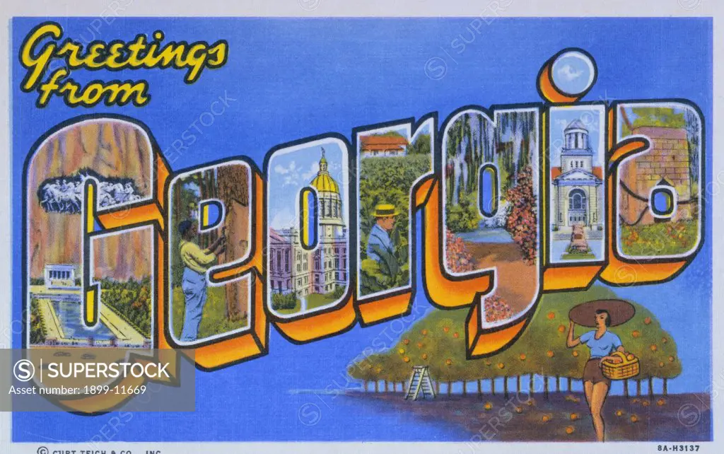 Postcard of Greetings from Georgia. Postcard of Greetings from Georgia 