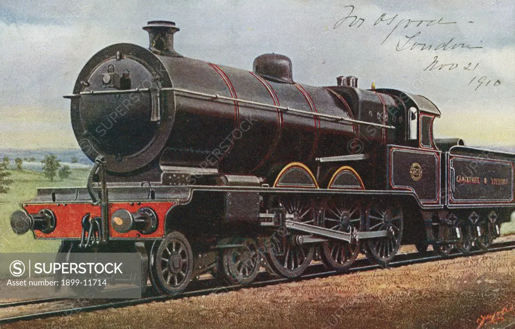 Postcard Depicting an Express Locomotive of the Lancashire and Yorkshire Railway. ca. 1910, Postcard Depicting an Express Locomotive of the Lancashire and Yorkshire Railway 