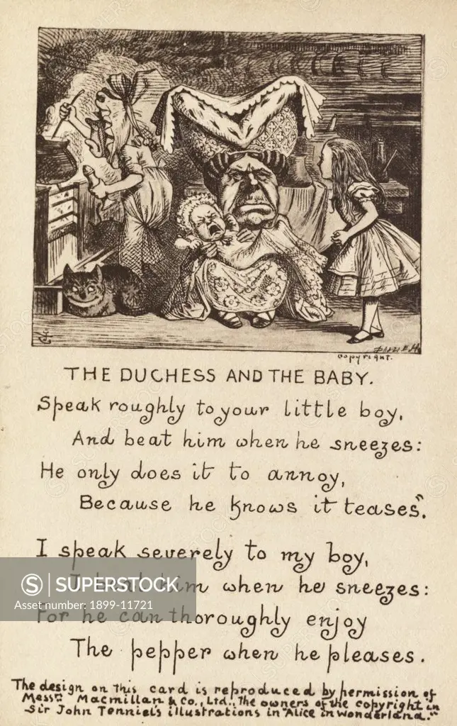 The Duchess and the Baby Postcard after John Tenniel. ca. 1907, The Duchess and the Baby Postcard after John Tenniel 