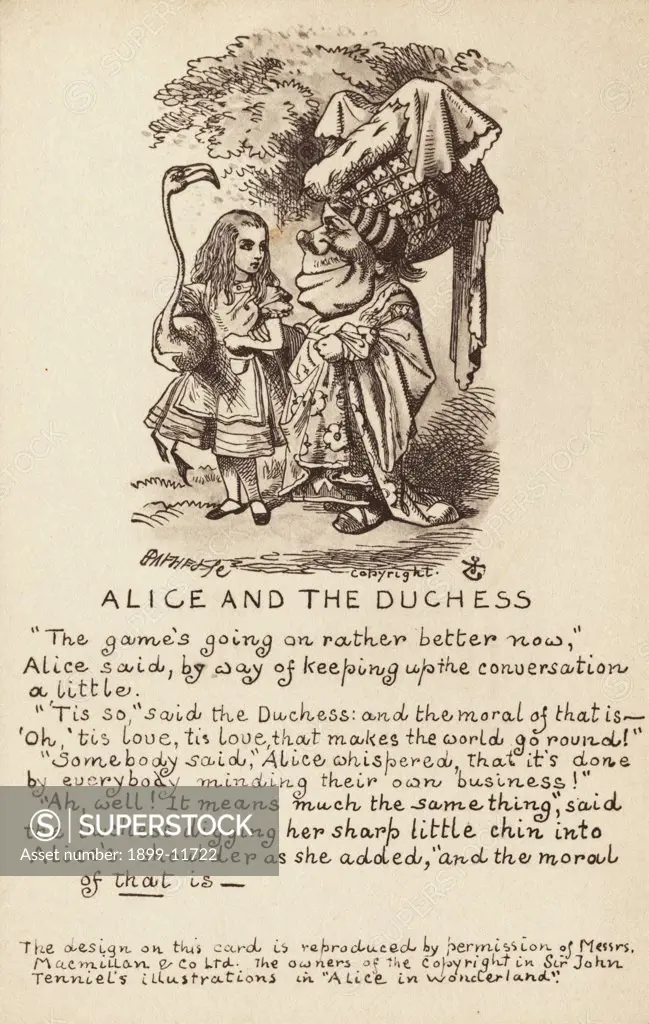Alice and the Duchess Postcard after John Tenniel. ca. 1907, Alice and the Duchess Postcard after John Tenniel 