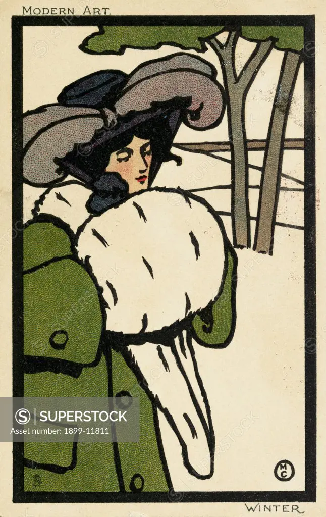 Modern Art: Winter Postcard. ca. 1903, Modern Art: Winter Postcard 