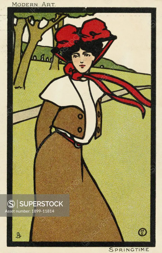 Modern Art: Springtime Postcard. ca. 1903, Modern Art: Springtime Postcard 