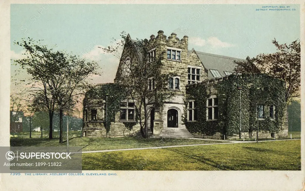 The Library, Adelbert College, Cleveland, Ohio Postcard. 1903, The Library, Adelbert College, Cleveland, Ohio Postcard 