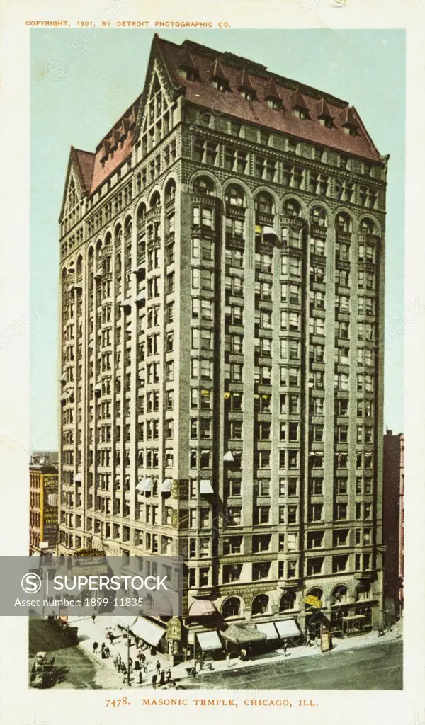 Masonic Temple, Chicago, Ill. Postcard. 1901, Masonic Temple, Chicago, Ill. Postcard 