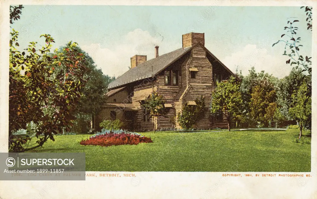 Log Cabin at Palmer Park, Detroit, Mich. Postcard. 1904, Log Cabin at Palmer Park, Detroit, Mich. Postcard 
