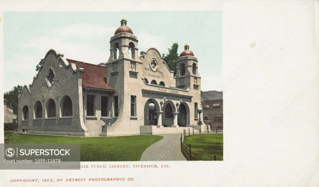 Carnegie Public Library, Riverside, Cal. Postcard. 1903, Carnegie Public Library, Riverside, Cal. Postcard 