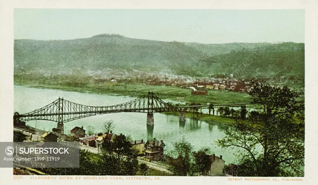 Postcard of Allegheny River at Highland Park in Pittsburgh. ca. 1903, Postcard of Allegheny River at Highland Park in Pittsburgh 