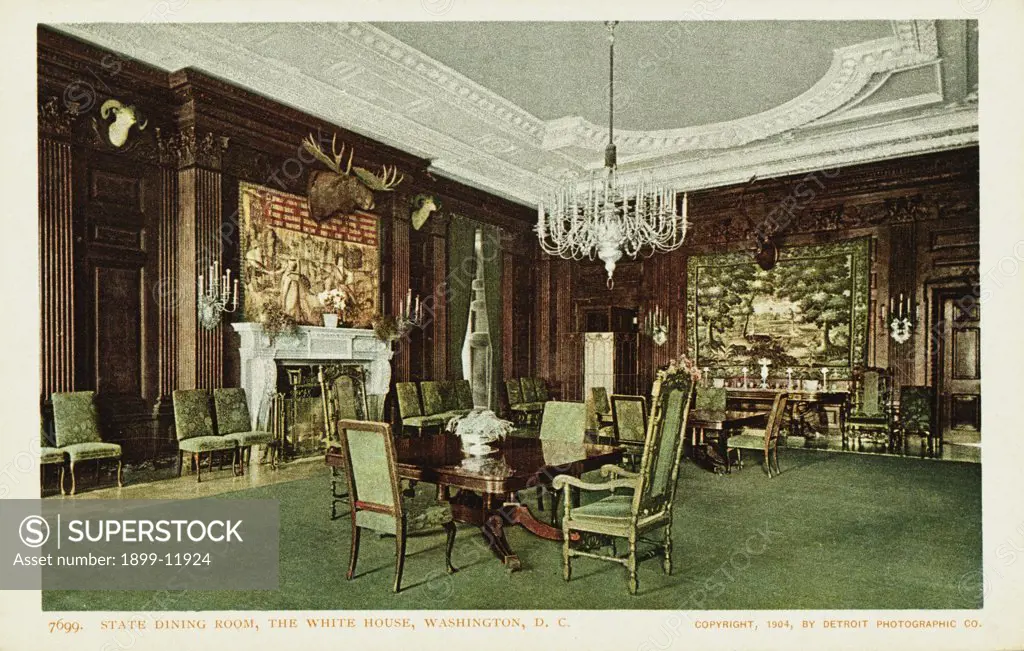 State Dining Room, The White House, Washington, D.C. Postcard. 1904, State Dining Room, The White House, Washington, D.C. Postcard 