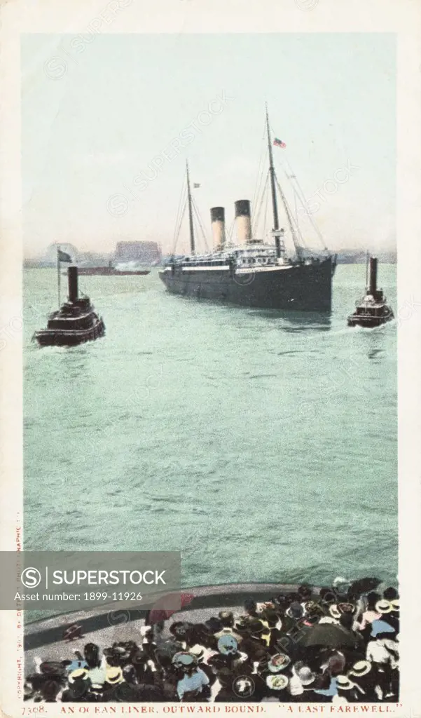 An Ocean Liner, Outward Bound Postcard. 1902, An Ocean Liner, Outward Bound Postcard 