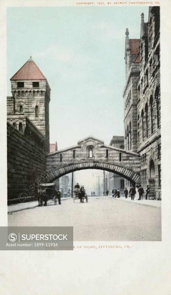 Postcard of Bridge of Sighs in Pittsburgh. 1903, Postcard of Bridge of Sighs in Pittsburgh 
