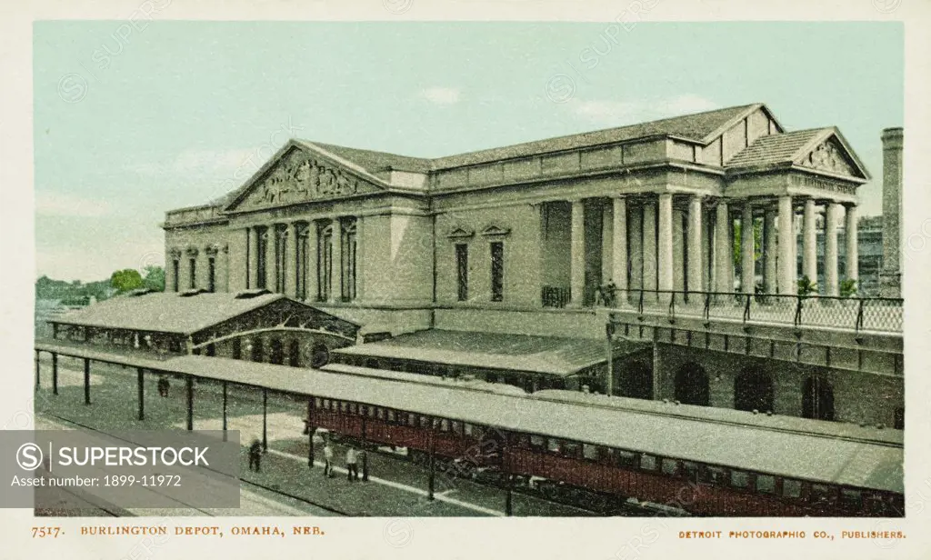 Burlington Depot Postcard. ca. 1900, Burlington Depot Postcard 