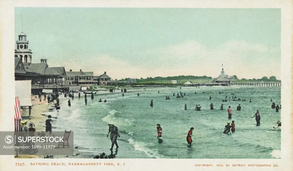 Bathing Beach, Narragansett Pier Postcard. 1904, Bathing Beach, Narragansett Pier Postcard 