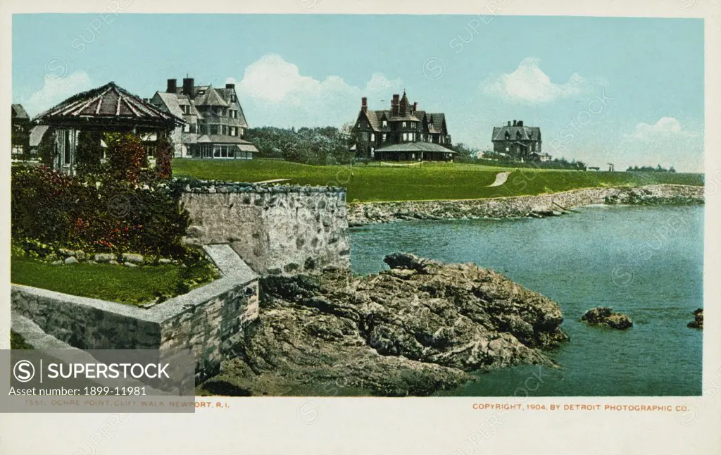 Ochre Point, Cliff Walk Postcard. 1904, Ochre Point, Cliff Walk Postcard 