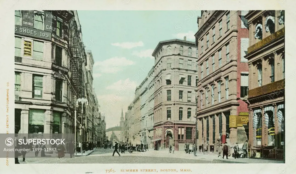 Summer Street, Boston, Mass. Postcard. 1904, Summer Street, Boston, Mass. Postcard 