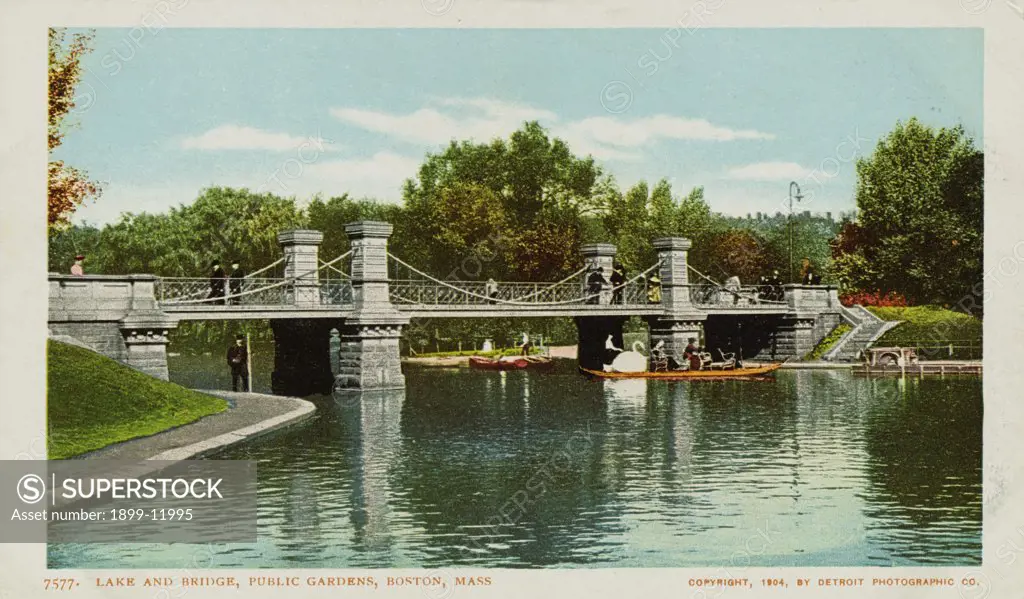 Lake and Bridge, Public Garden, Boston, Mass. Postcard. 1904, Lake and Bridge, Public Garden, Boston, Mass. Postcard 