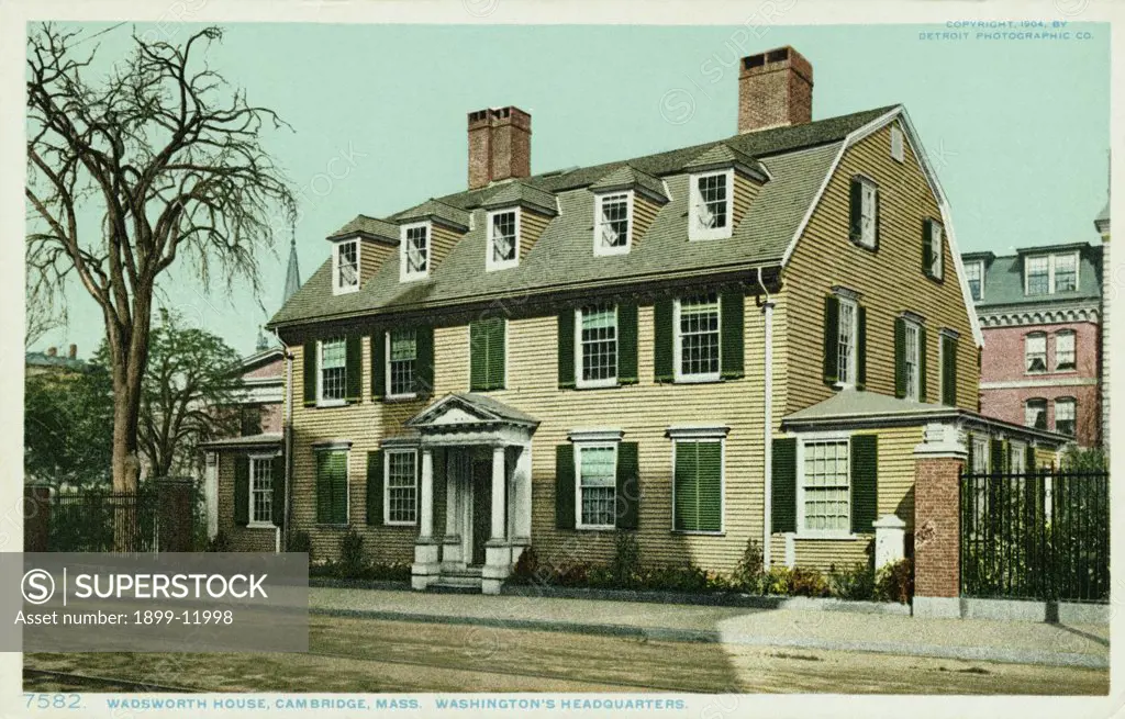 Wadsworth House, Cambridge, Mass. Washington's Headquarters Postcard. 1904, Wadsworth House, Cambridge, Mass. Washington's Headquarters Postcard 