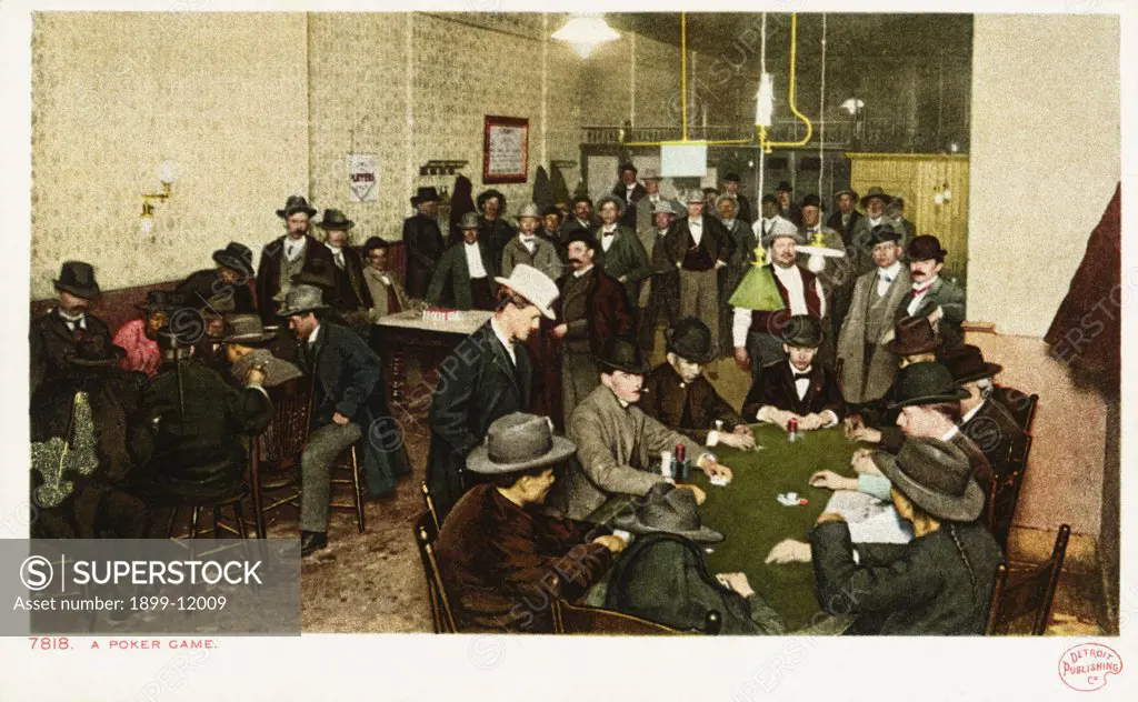 A Poker Game Postcard. ca. 1905-1910, A Poker Game Postcard 