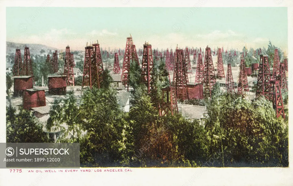 An Oil Well in Every Yard' Los Angeles, Cal. Postcard. ca. 1905-1930, 'An Oil Well in Every Yard' Los Angeles, Cal. Postcard 