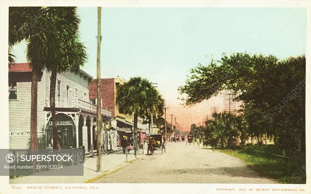 Beach Street, Daytona, Fla. Postcard. 1904, Beach Street, Daytona, Fla. Postcard 