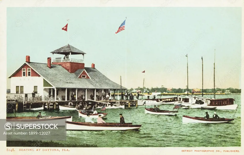 Boating at Daytona, Fla. Postcard. ca. 1888-1905, Boating at Daytona, Fla. Postcard 