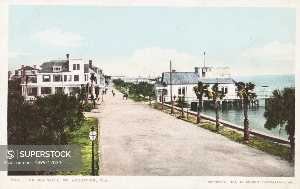 The Sea Wall, St. Augustine, Fla. Postcard. 1904, The Sea Wall, St. Augustine, Fla. Postcard 