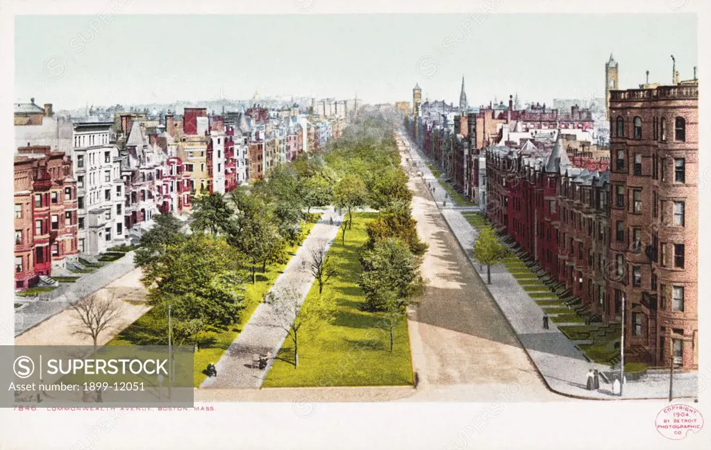 Commonwealth Avenue, Boston Postcard. 1904, Commonwealth Avenue, Boston Postcard 
