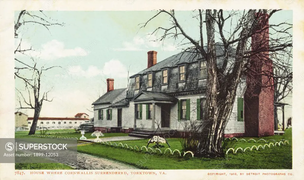 House Where Cornwallis Surrendered Postcard. 1903, House Where Cornwallis Surrendered Postcard 
