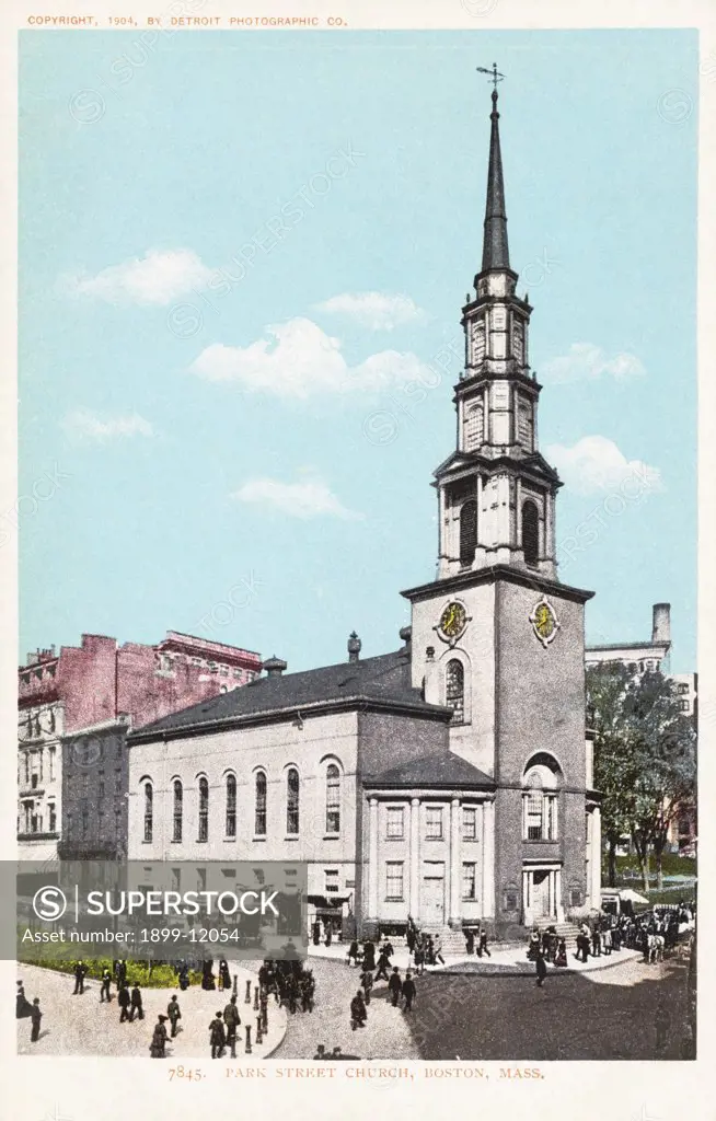 Park Street Church, Boston Postcard. 1904, Park Street Church, Boston Postcard 
