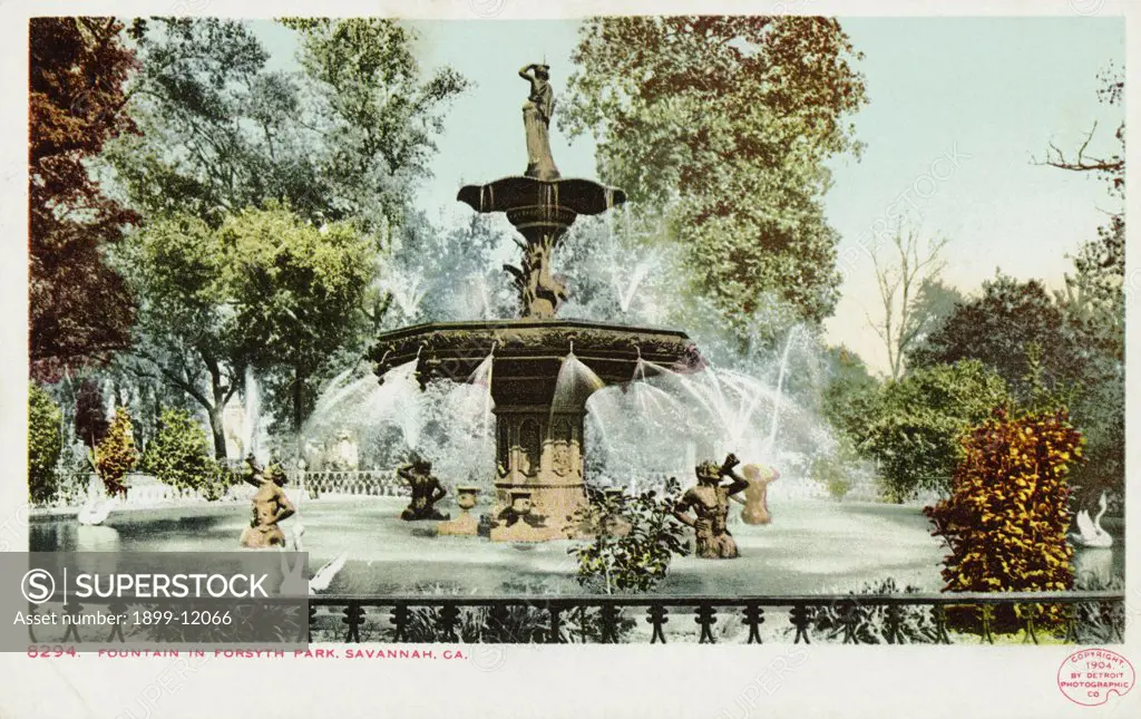 Fountain in Forsyth Park, Savannah, GA. Postcard. 1904, Fountain in Forsyth Park, Savannah, GA. Postcard 